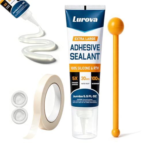 Silicone Sealant 100% Waterproof Silicone Caulk with Finishing Tool, 5.5oz Weatherproof, Flexible, Strong Adhesion Caulking for Automotive, Bathroom, Roof, Window, Kitchen & More (Clear) - color: Clear