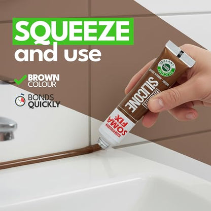 Brown Silicone Caulk (No Gun Needed) Flexible & Waterproof Caulking Tube - color: Brown