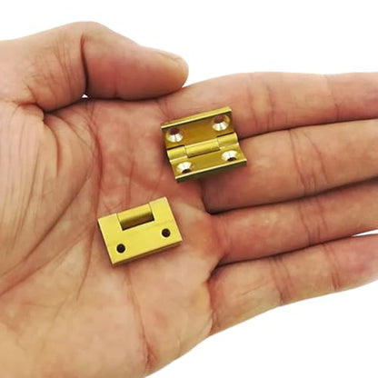 dophee 4Pcs Mini Solid Brass Hinges, 90 Degree Small Butt Hinges Connectors