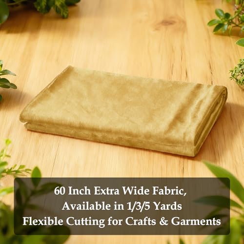 Deep Gold 2‑Way Stretch Velvet Fabric 1 Yards 60 Inch Wide - color: Deep Gold, size: 1 Yard