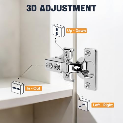 Mousike 10 Pack (5 Pair) Soft Close Cabinet Hinges, 1/2 Overlay Soft Close Hinges for Kitchen Cabinet, Stainless Steel, Built-in Damper, 100 Degree Opening Angle, 6 Way Adjustment - color: Silver, size: 10 Pack