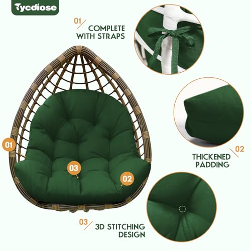 Egg Chair Cushion Replacement, Waterproof Outdoor Hanging Egg Chair Cushion Hammock Swing Chairs Cushions Pads, U-Shaped Thickened Cushions for Hanging Eggs Chairs, 47x33x7 Inches (Green) - color: Green