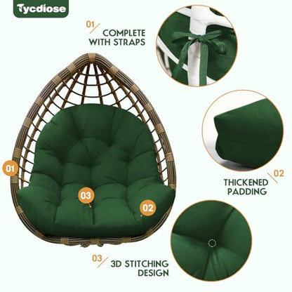 Egg Chair Cushion Replacement, Waterproof Outdoor Hanging Egg Chair Cushion Hammock Swing Chairs Cushions Pads, U-Shaped Thickened Cushions for Hanging Eggs Chairs, 47x33x7 Inches (Green) - color: Green