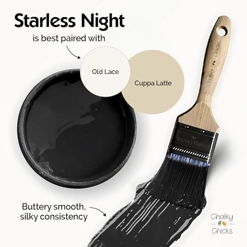 Chalky Chicks Starless Night 32 Fl Oz Chalk Paint for Furniture All in One - color: Starless Night (Black), size: 32 Fl Oz (Pack of 1)