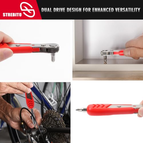 STREBITO Right Angle Screwdriver 14 Piece Mini Ratchet Set - color: 14 in 1 With Zipper Pouch
