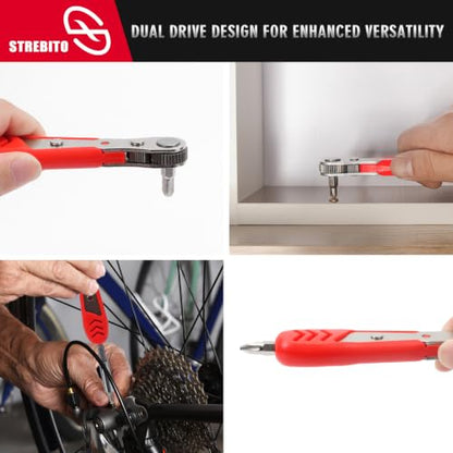 STREBITO Right Angle Screwdriver 14 Piece Mini Ratchet Set - color: 14 in 1 With Zipper Pouch