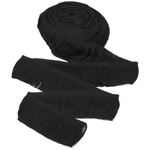 10 Yards 2-3/8" Black Fringe Trim Tassel, Beadthoven Long Fringe Trim Tassel Ribbon Sewing Lace Ribbon for Clothing Latin Wedding Dress Cushions Pillow Curtain Accessory Home Decor DIY - color: Black, size: 2-3/8 Inches (60mm)