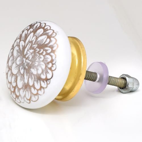 Indian Shelf Ceramic Gold Drawer Knobs for Cabinet Dresser-6 - color: Golden Style 2, size: 6 Knobs