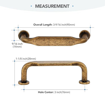 HOME EDIT Antique Brass Solid Cabinet Handles & Pulls 3 Inch 10 Pack - color: Antique Brass, size: 3 inches Hole Center