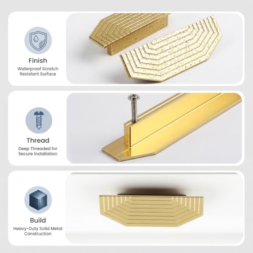 BaiNong 2 Pack Gold Drawer Pulls 3.5" Cabinet Handles Traditional Retro - color: 2 Pack-3.5" Polygon