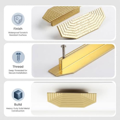 BaiNong 2 Pack Gold Drawer Pulls 3.5" Cabinet Handles Traditional Retro - color: 2 Pack-3.5" Polygon