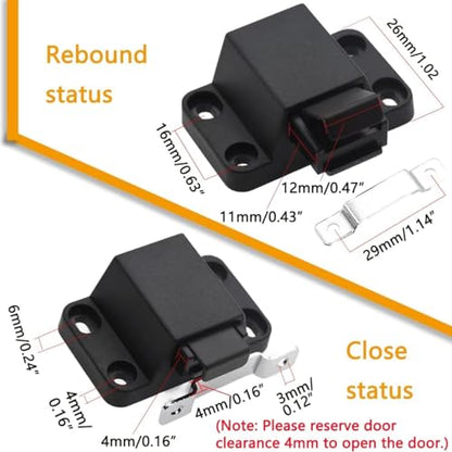 Self-Closing Push to Open Door Latch Cabinet Hardware CBRIVE 8 Pack Push Latches & Lock for Hidden Door Push Release Drawer Pull Tip on Closet Close Touch Locking Strong Pop Out, Black - size: 8 Pack