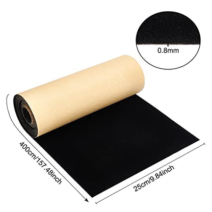 BENECREAT 157x9.8inch Black Self Adhesive Velvet Flock Liner Velvet Fabric for Jewelry Drawer Craft Fabric Upholstery Peel Sticker(0.8mm thick) - color: Black, size: 9.8"W x 157"L