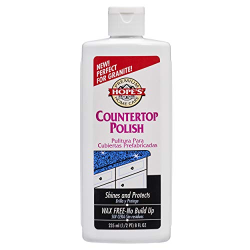 HOPE'S Countertop Restoration Polish - Shines and Protects with No Build-Up - Streak-Free Kitchen Counter Cleaner - Quartz, Marble, Corian, Laminate, Granite Countertop Cleaner, 8 Fl Oz, Pack of 1 - style: 8 Fl Oz (Pack of 1)