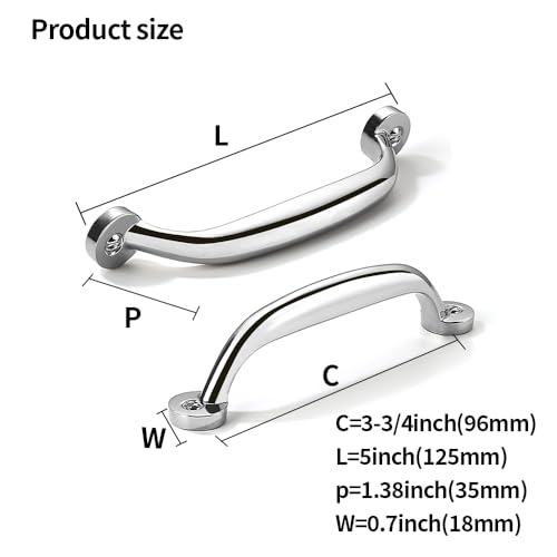 10 Pack 3-3/4 inch Hole Center Polished Chrome Cabinet Pulls - Heavy Duty Solid Drawer Hardware Handles Kitchen Vanity Bathroom Handles - color: Polished Chrome, size: 3-3/4"(96mm) Hole Center
