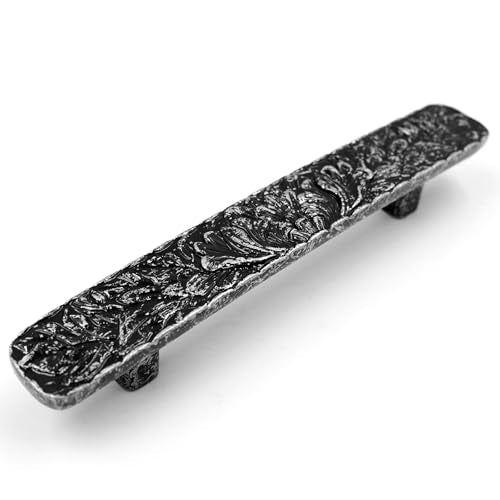 JETLAND Bridged Drawer Cabinet Pulls, 2-Pack Scratched Iron 5" Hole Centers, Antique Peony Solid Cast, TG0115AS127 - color: Scratched Iron, size: 5 Inch Hole Centers