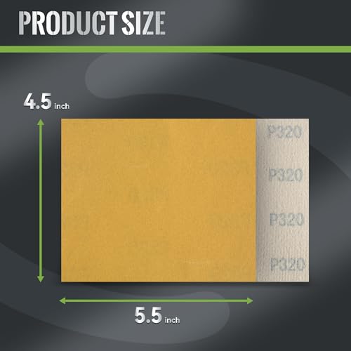 1/4 Sandpaper Sheet 320 Grit 40PCS 4.5 x 5.5 Inch Hook and Loop Sandpaper 1/4 Sheet Sanding Discs for Palm Sander,Wood,Metal,Automotive - style: 320grit