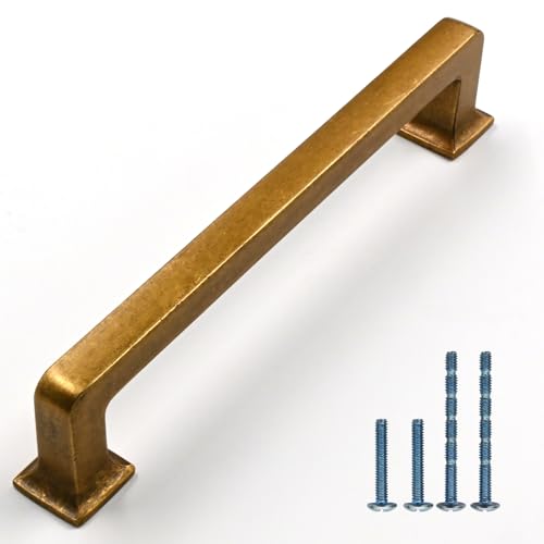 Antique Brass Cabinet Handles Kitchen Pulls 5 Inch 10 Pack - color: Antique Brass, size: 5" Hole Center