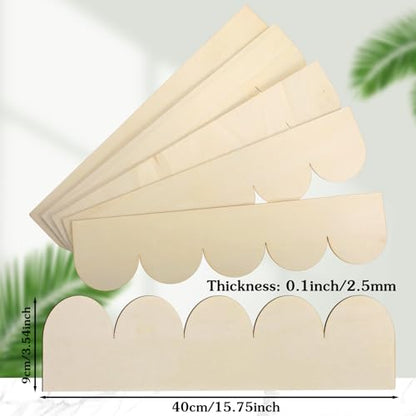 24 Pack 15.75 x 3.54 Inch Unfinished Wood Trim Scalloped Edge Decorative Molding Trim for DIY Wall, Cabinet, Shelf, Door, and Window Decor