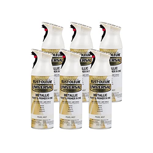 Rust-Oleum Universal All Surface Metallic Mist Spray Paint, Pearl Mist - color: Pearl Mist, size: 11 Ounce (Pack of 6)
