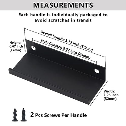 12 Pack Matte Black Edge Cabinet Pulls, Finger Pulls for Cabinets - color: Black-12Pack, size: 3.15in(80mm) Overall Length