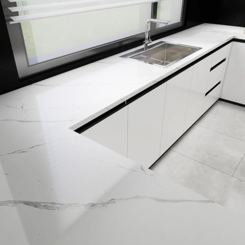 White Glossy Marble Contact Paper 15.7"X78.7" Peel and Stick Wallpaper - color: White, size: 15.7" x 78.7"