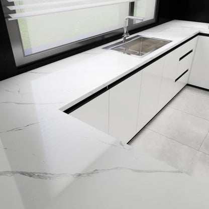 White Glossy Marble Contact Paper 15.7"X78.7" Peel and Stick Wallpaper - color: White, size: 15.7" x 78.7"