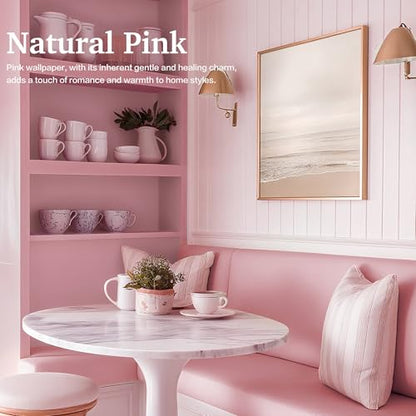 Dimoon 17.7''x236'' Peel and Stick Wallpaper Pink Contact Paper for New Environmentally Friendly Materials Thickening Upgrade Embossed Renter Friendly Wall Paper Modern Vinyl Wrap Countertop Bedroom - color: Pink, size: 17.7" x 236"