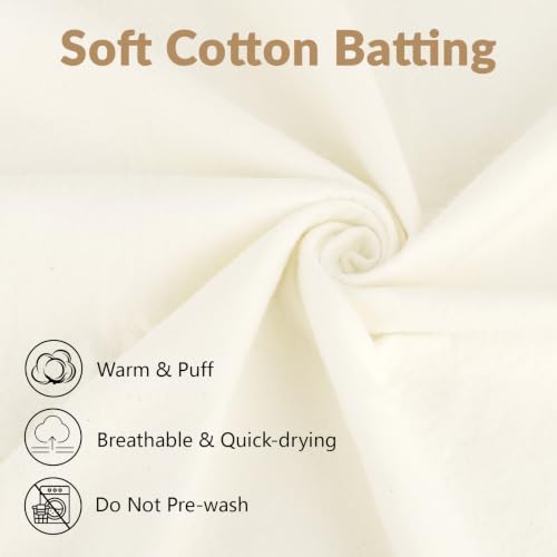47" x 59" 100% Natural Cotton Quilt Batting, Breathable Crib Size Batting - size: 47 × 59 Inch