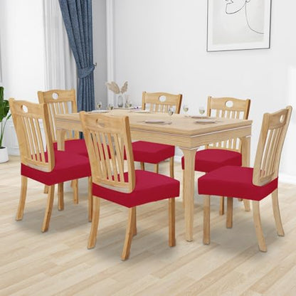 Easy-Going Waterproof Seat Covers for Dining Chairs Set of 6, Christmas Red - color: Christmas Red, size: 6 Pack