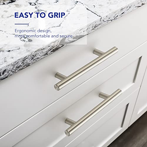 Brushed Nickel Cabinet Handles Drawer Pulls 3.75 Inch CC 25 Pack - color: Brushed Nickel T-Shaped, size: 3-3/4" Hole Center