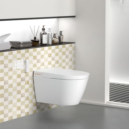 Art3d Grid Peel and Stick Backsplash, 10-Pack, 12 x 12 in, Beige and White - color: Beige and White