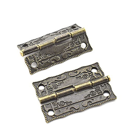 Antique Bronze Decorative Hinges Pattern Carved Design - color: 36 x 23 mm Back Engraving