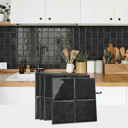 VICCI 3D Peel and Stick Backsplash, 20-Sheet 6" x 6" - color: Black
