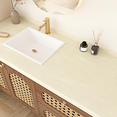 WESTICK Beige Marble Contact Paper Peel and Stick Countertops Waterproof Matte Marble Wallpaper Self Adhesive Removable Granite Countertop Contact Paper for Kitchen Tables Cabinet Bathroom 15.8"x80" - color: 2.Beige 02, size: 15.8" x 80"