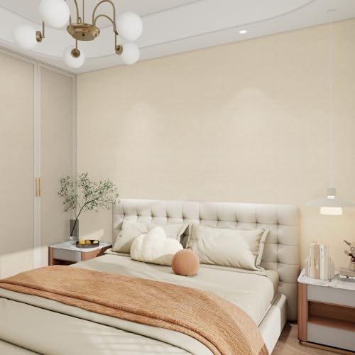 Grasscloth Peel and Stick Wallpaper Khaki Textured Contact Paper, set of 17.3 x 200 Inches Removable Wallpaper for Bedroom, Countertop, Classroom, Cabinet and Drawer, Renter Friendly Wall Paper - color: Khaki, size: 17.3" x 200"