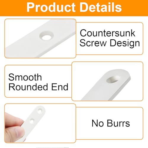20 Pack 4 Inch Flat Bracket Straight Brace, White Stainless Steel Mending Plates, Heavy Duty Repair Brackets for Wood with Mounting Screws - size: 20 Pcs/ 4” x 0.8”