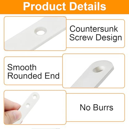 20 Pack 4 Inch Flat Bracket Straight Brace, White Stainless Steel Mending Plates, Heavy Duty Repair Brackets for Wood with Mounting Screws - size: 20 Pcs/ 4” x 0.8”