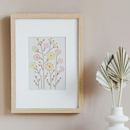 FINGERINSPIRE Line Wildflower Stencil with Brush 8.3x11.7inch Reusable Flowers Leaves Template Plastic PET Line Style Stencil Hollowed Plant Theme Template for Painting on Wood Clothes Canvas Fabric - style: Line Wildflower
