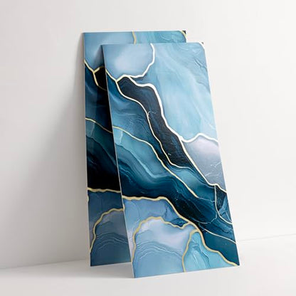 Haimin 3D Wall Panels Peel and Stick Marble Tile Look 10 Pack Waterproof - color: Blue Gold-010