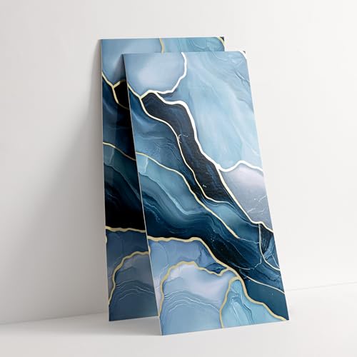 Haimin 3D Wall Panels Peel and Stick Marble Tile Look 10 Pack Waterproof - color: Blue Gold-010
