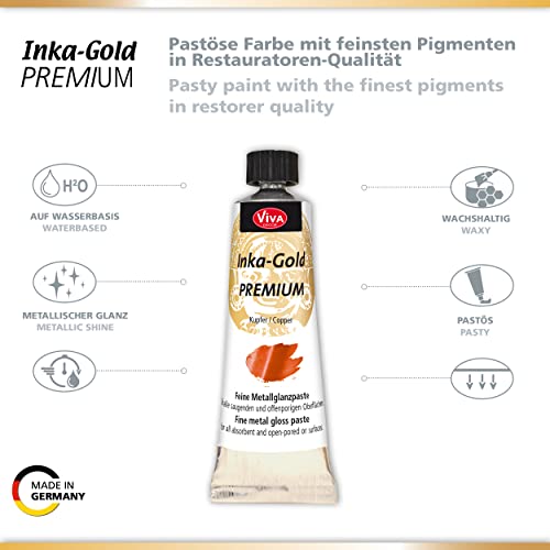 Viva Decor Inka Gold Premium Gilding Wax (903 Copper, 1,41 oz) metallic acrylic paint - craft paint set - effect paints - craft paints acrylic sets - apply, polish - done! - Made In Germany - color: Copper