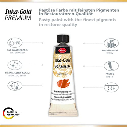 Viva Decor Inka Gold Premium Gilding Wax (903 Copper, 1,41 oz) metallic acrylic paint - craft paint set - effect paints - craft paints acrylic sets - apply, polish - done! - Made In Germany - color: Copper