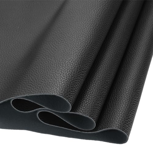 DMiotech 1 Pack 14 Inch x 53 Inch Faux Leather Sheet Furniture Cover Soft Grain Black PU Leather Roll for Handmade DIY Craft Projects - color: Black