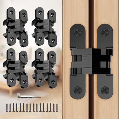 Hidden Door Hinge, Black, 0.51 * 1.77Inch, 4Pack - color: Black, size: 0.51*1.77Inch(4Pcs)