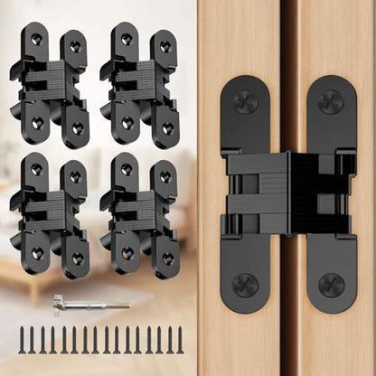 Hidden Door Hinge, Black, 0.51 * 1.77Inch, 4Pack - color: Black, size: 0.51*1.77Inch(4Pcs)