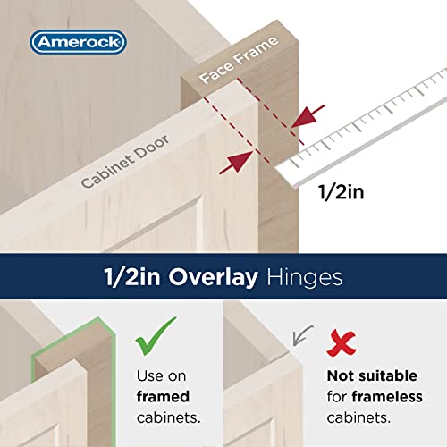 Amerock 1 Pair 1/2" Overlay Burnished Brass Partial Wrap Cabinet Hinge - color: Burnished Brass, size: 1/2 Inch (13 mm) Overlay