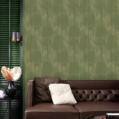 JiffDiff Dark Green Peel and Stick Wallpaper Self Adhesive 17.3" X 120" - color: Green, size: 17.3" x 120"