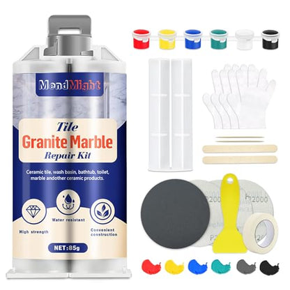Quartz Countertop Repair Kit Color Match, Granite Marble Tile and Porcelain Repair Kit for Chips, Cracks, Scratches and Holes, Ceramic Tile Repair Kit for Sink, Bathtub, Shower and Stone Surfaces