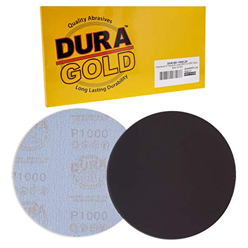 Dura-Gold 6" Wet or Dry Sanding Discs, 1000 Grit (Box of 20), Hook & Loop - size: 1000-Grit
